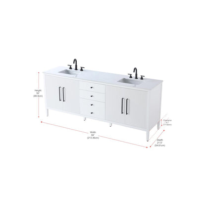 84 inch Double Bathroom Vanity in White