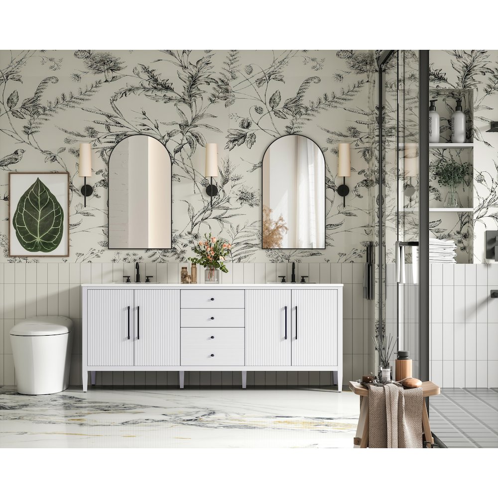 84 inch Double Bathroom Vanity in White
