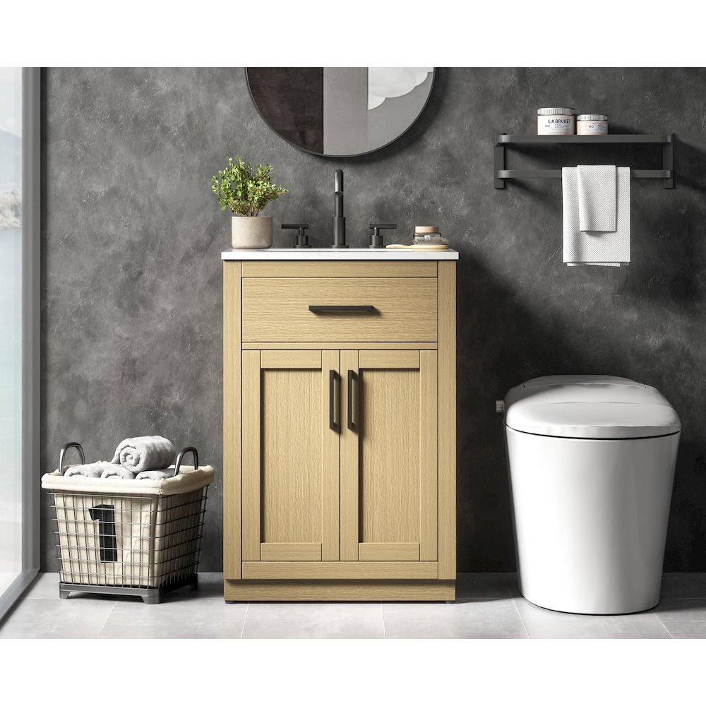 Alden 24 Inch Single Bathroom Vanity In Honey Brown