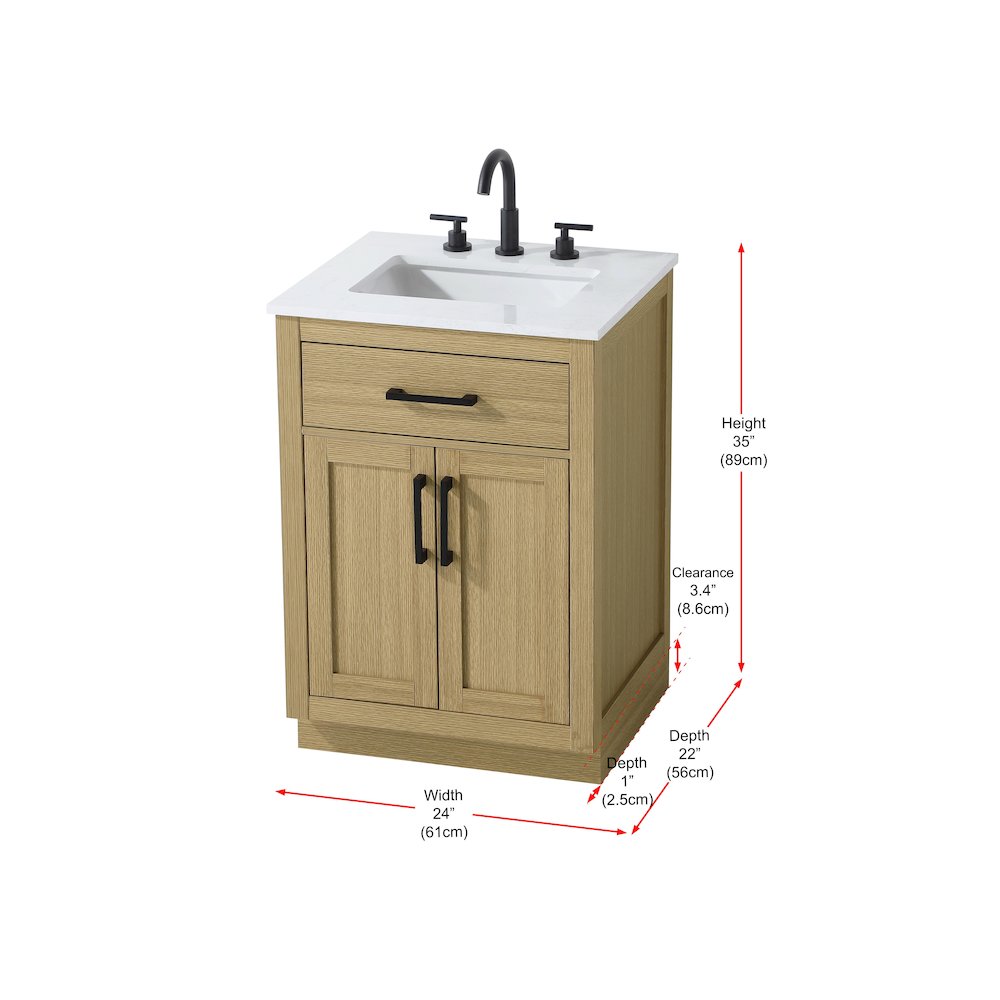 Alden 24 Inch Single Bathroom Vanity In Honey Brown