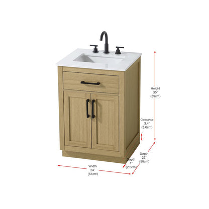 Alden 24 Inch Single Bathroom Vanity In Honey Brown