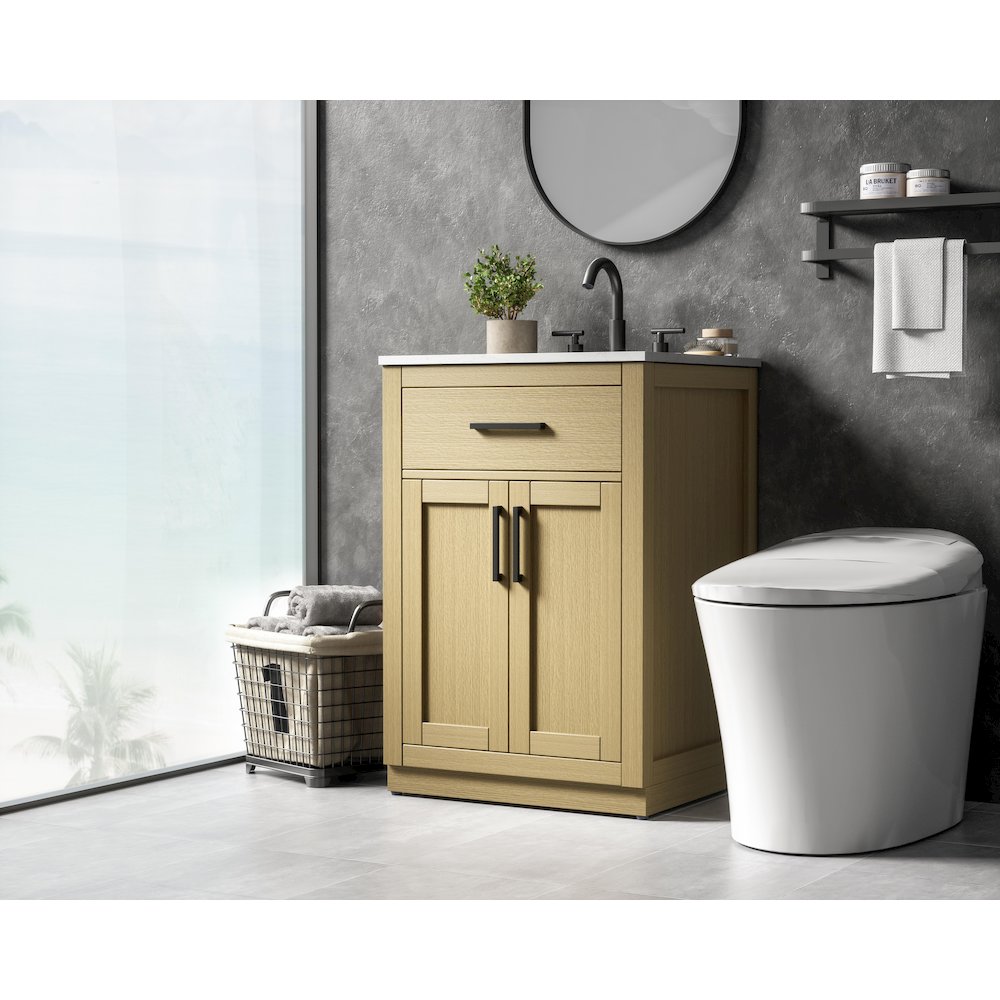 Alden 24 Inch Single Bathroom Vanity In Honey Brown