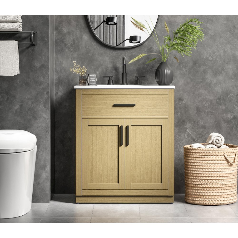 Alden 30 Inch Single Bathroom Vanity In Honey Brown