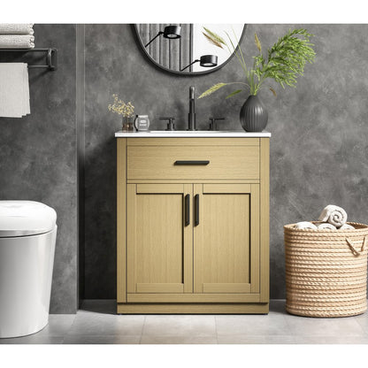 Alden 30 Inch Single Bathroom Vanity In Honey Brown