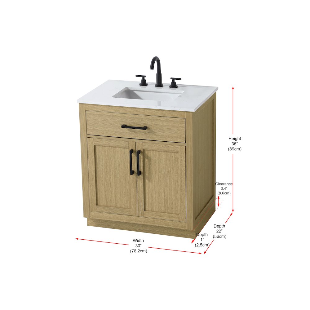 Alden 30 Inch Single Bathroom Vanity In Honey Brown