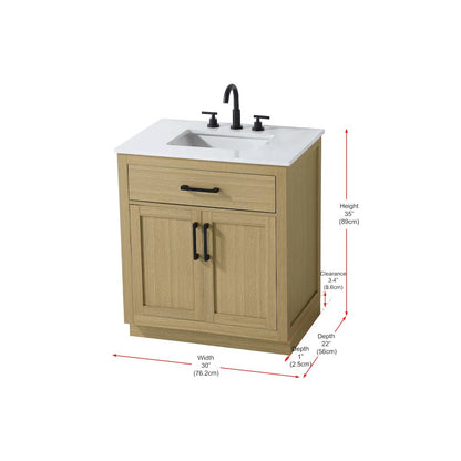 Alden 30 Inch Single Bathroom Vanity In Honey Brown