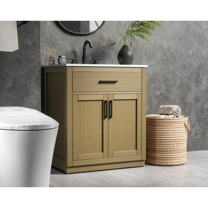 Alden 30 Inch Single Bathroom Vanity In Honey Brown