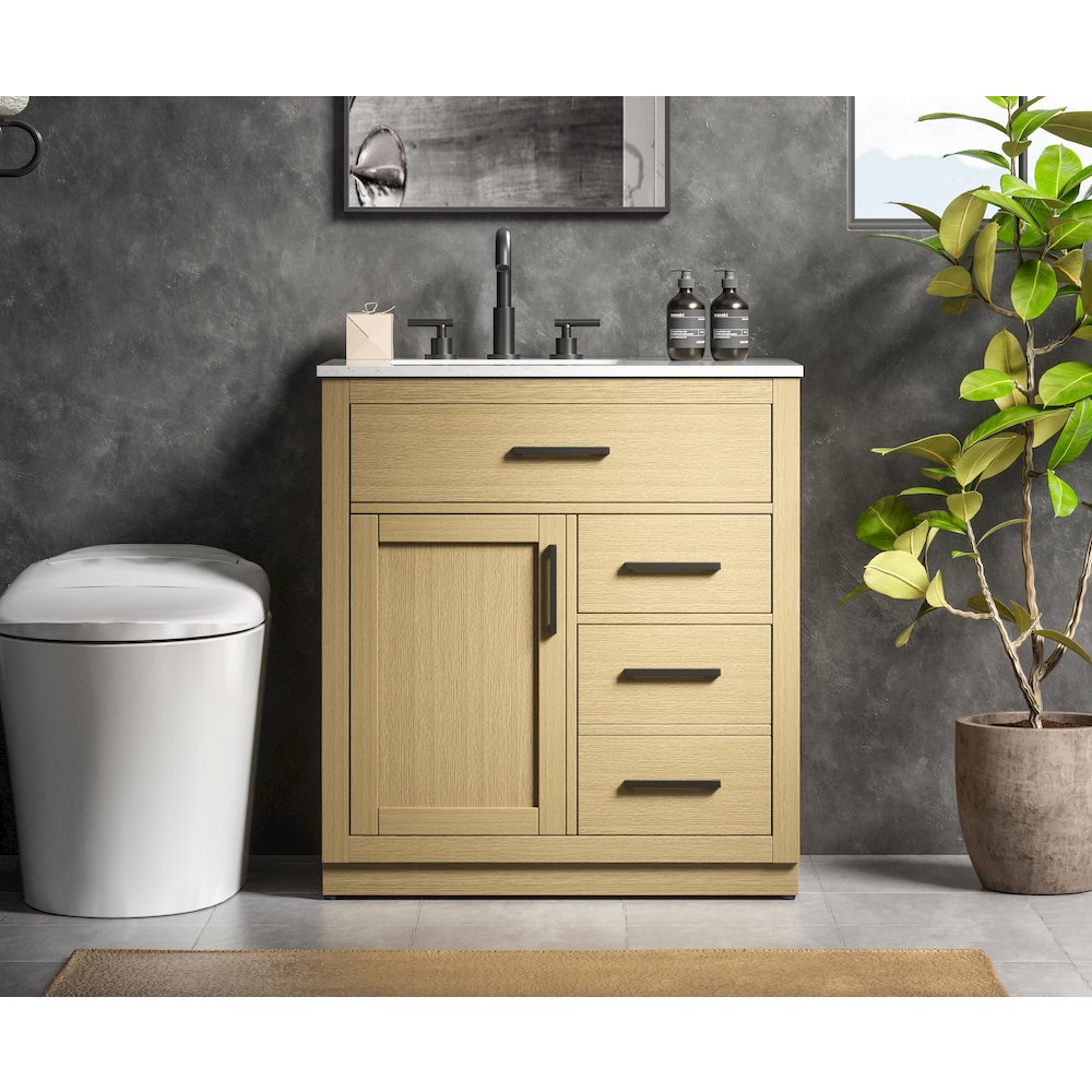 Alden 32 Inch Single Bathroom Vanity In Honey Brown