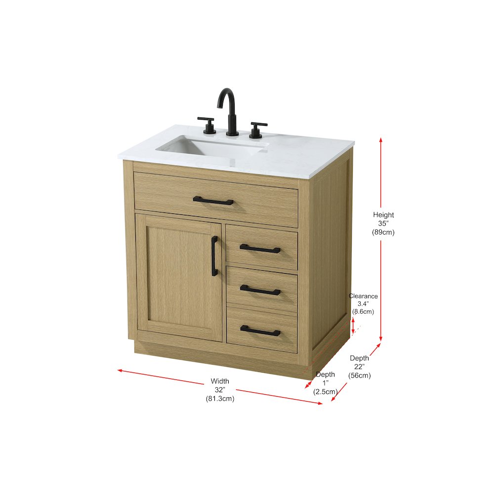 Alden 32 Inch Single Bathroom Vanity In Honey Brown