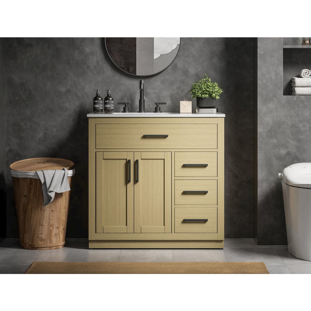 Alden 36 Inch Single Bathroom Vanity In Honey Brown