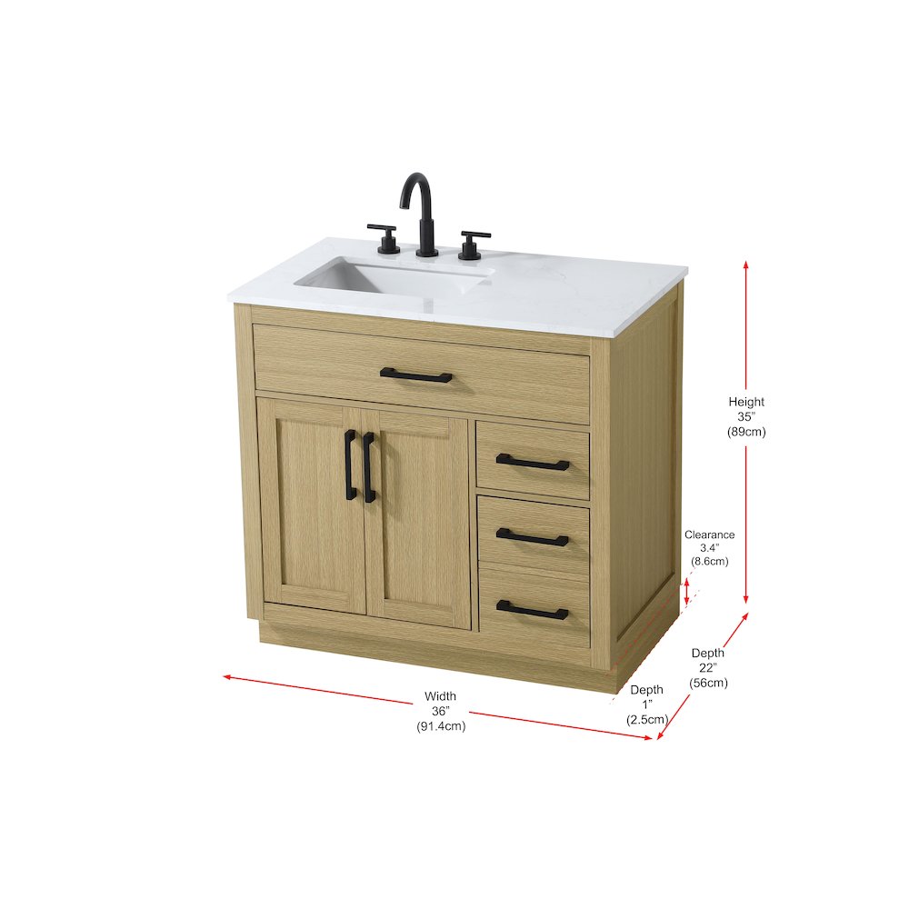 Alden 36 Inch Single Bathroom Vanity In Honey Brown