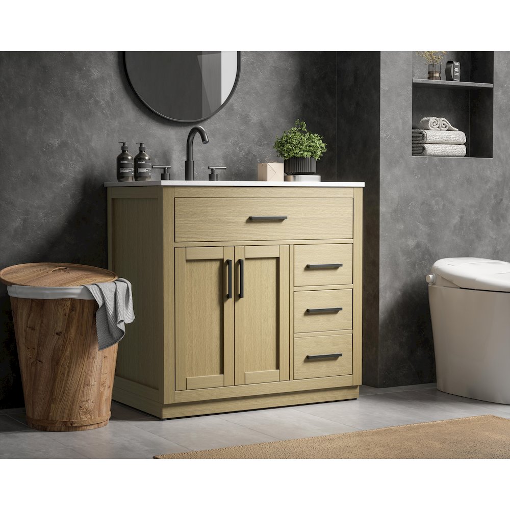 Alden 36 Inch Single Bathroom Vanity In Honey Brown