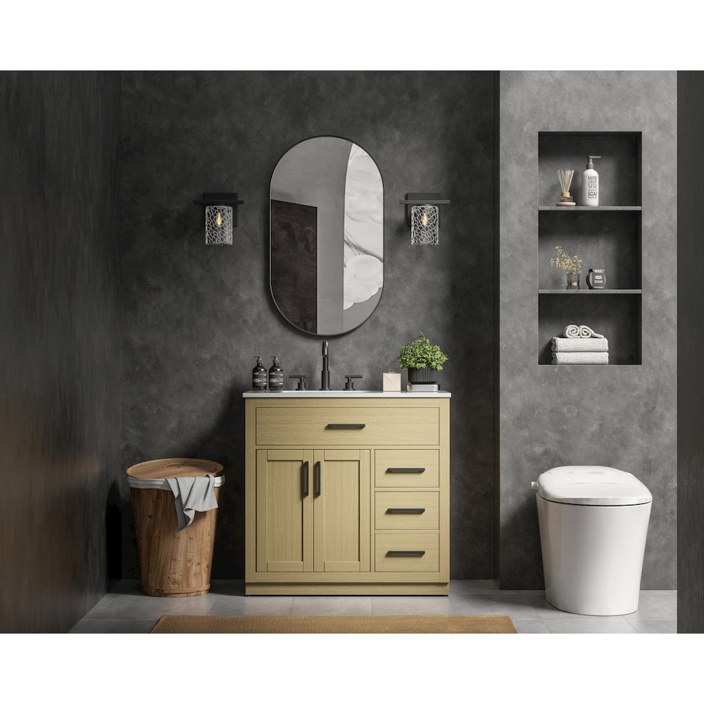 Alden 36 Inch Single Bathroom Vanity In Honey Brown