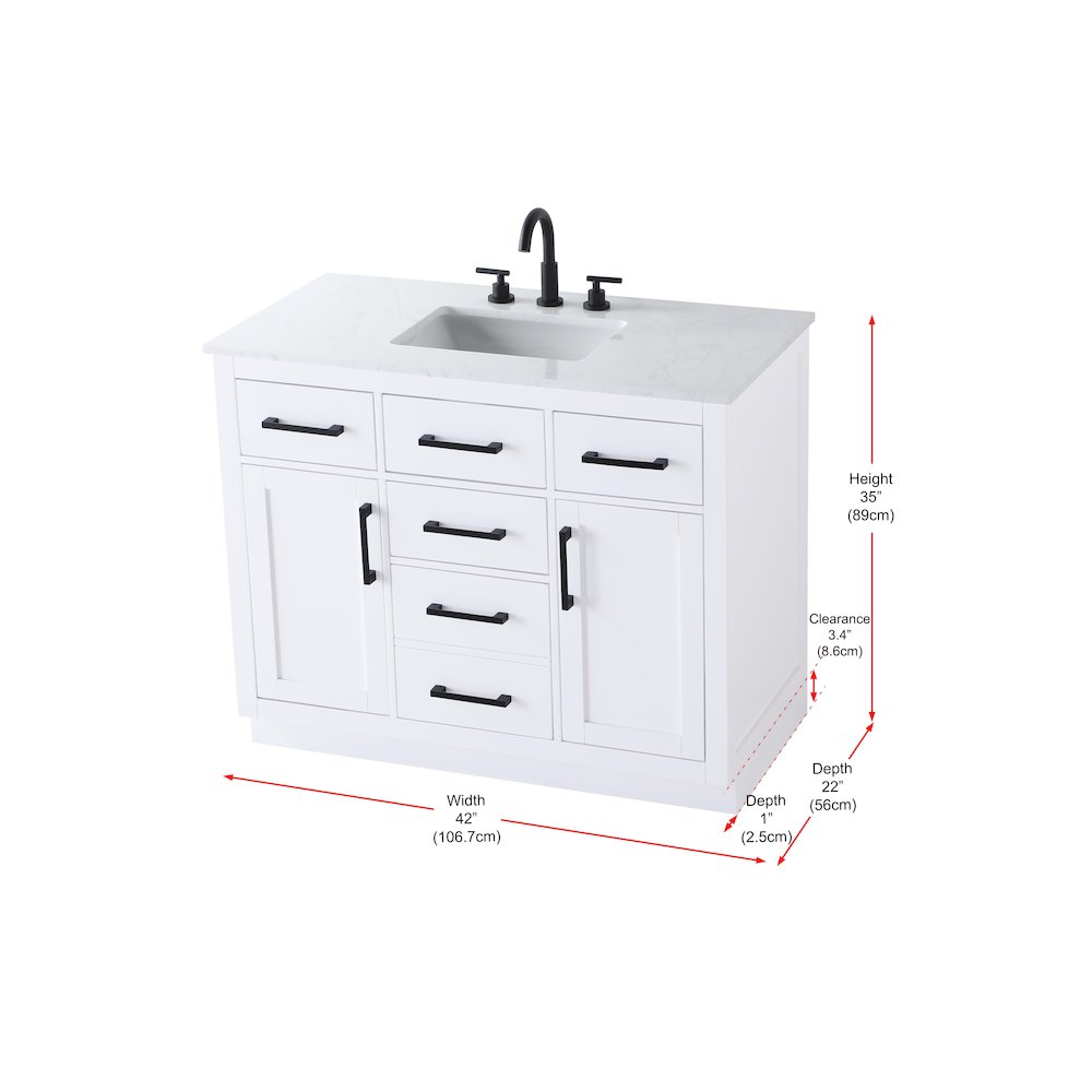 Alden 42 Inch Single Bathroom Vanity In White