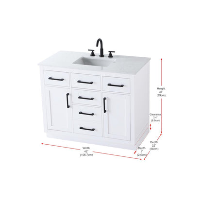 Alden 42 Inch Single Bathroom Vanity In White