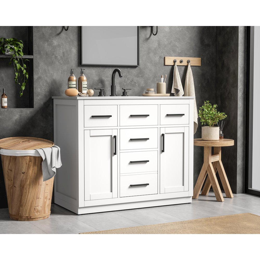 Alden 42 Inch Single Bathroom Vanity In White