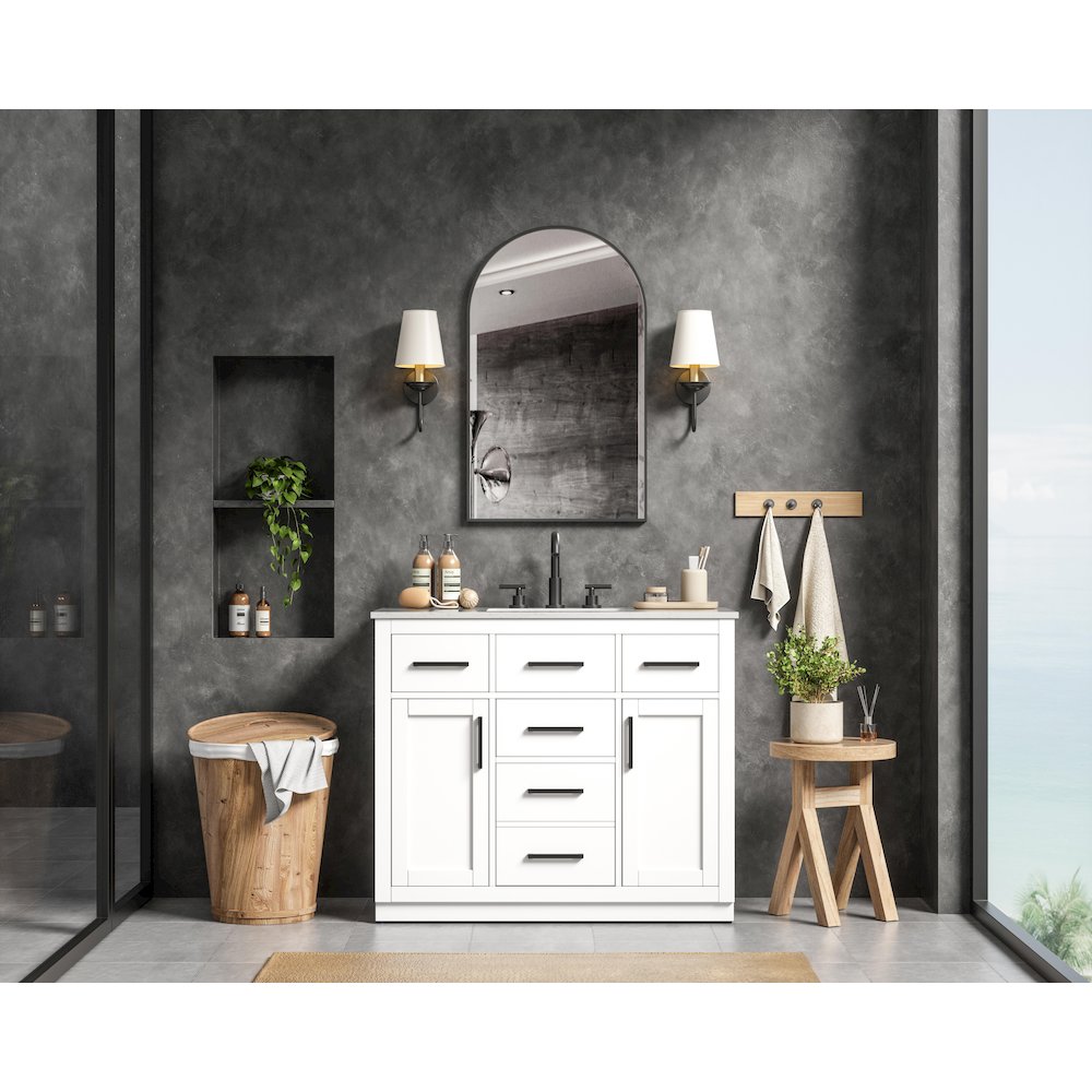 Alden 42 Inch Single Bathroom Vanity In White