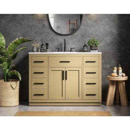 Alden 48 Inch Single Bathroom Vanity In Honey Brown