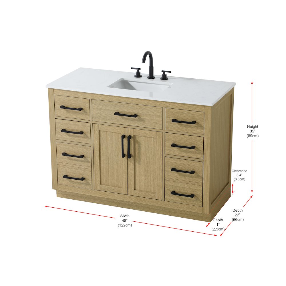 Alden 48 Inch Single Bathroom Vanity In Honey Brown