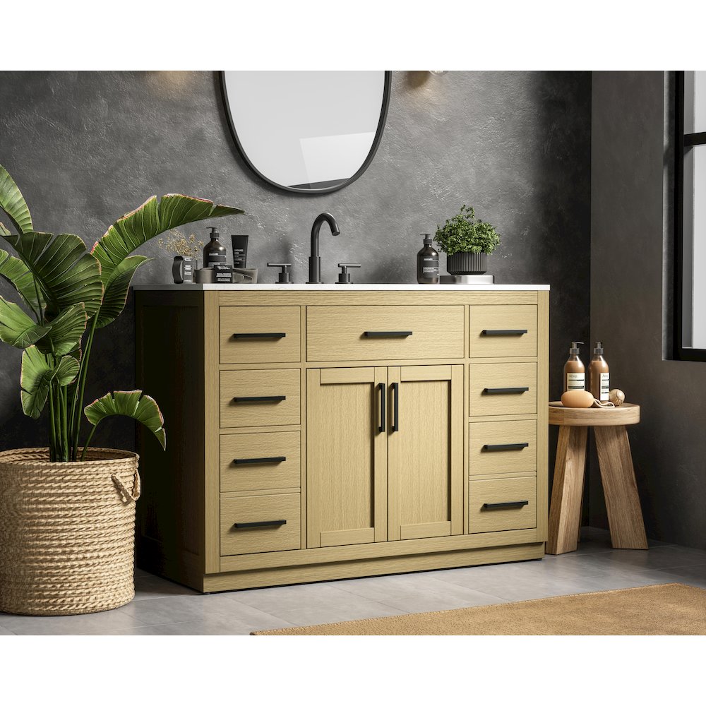 Alden 48 Inch Single Bathroom Vanity In Honey Brown
