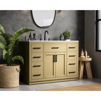 Alden 48 Inch Single Bathroom Vanity In Honey Brown