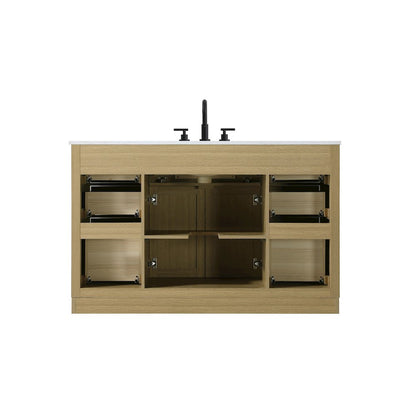 Alden 54 Inch Single Bathroom Vanity In Honey Brown