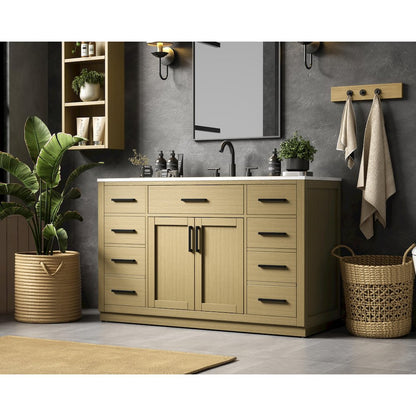 Alden 54 Inch Single Bathroom Vanity In Honey Brown