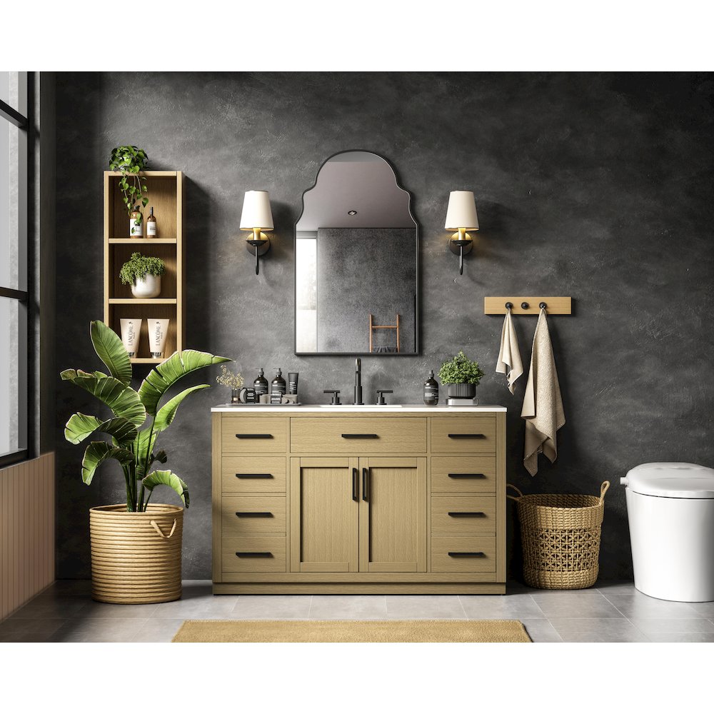 Alden 54 Inch Single Bathroom Vanity In Honey Brown