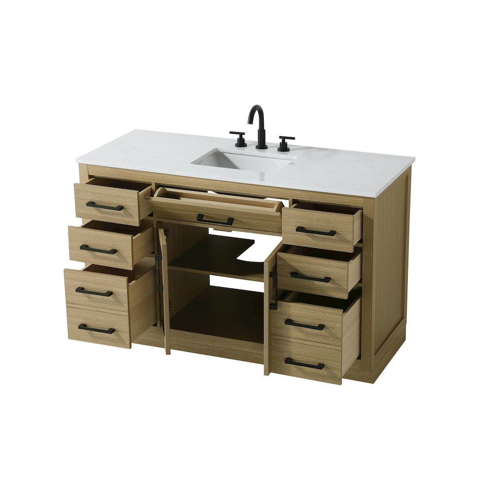 Alden 54 Inch Single Bathroom Vanity In Honey Brown