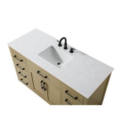 Alden 54 Inch Single Bathroom Vanity In Honey Brown