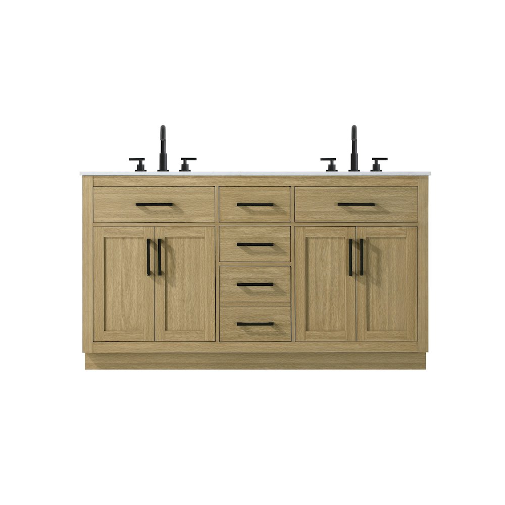 Alden 60 Inch Double Bathroom Vanity In Honey Brown