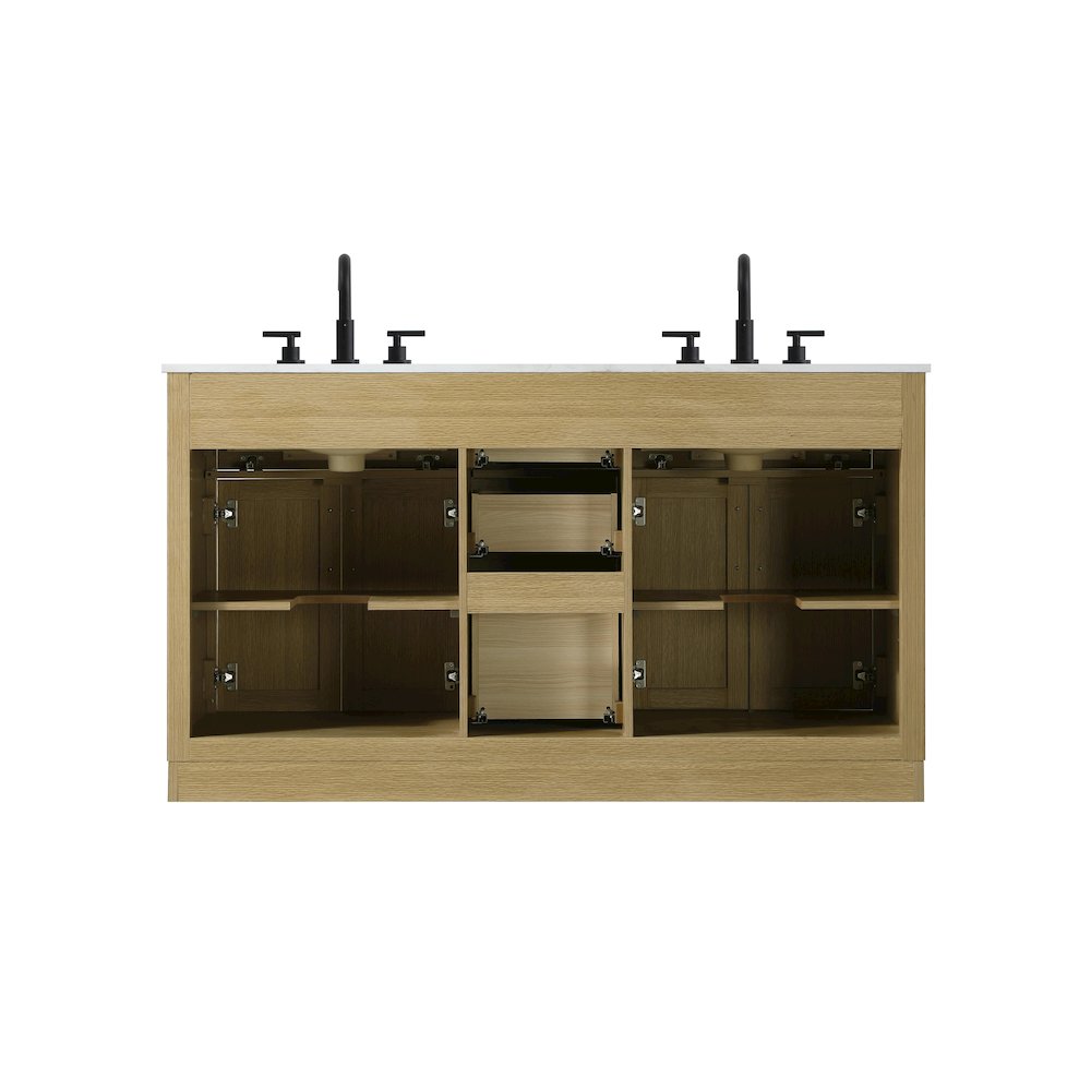 Alden 60 Inch Double Bathroom Vanity In Honey Brown