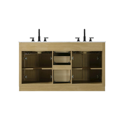 Alden 60 Inch Double Bathroom Vanity In Honey Brown