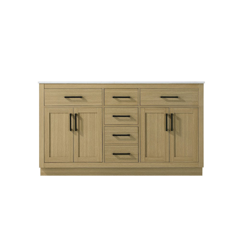 Alden 60 Inch Double Bathroom Vanity In Honey Brown