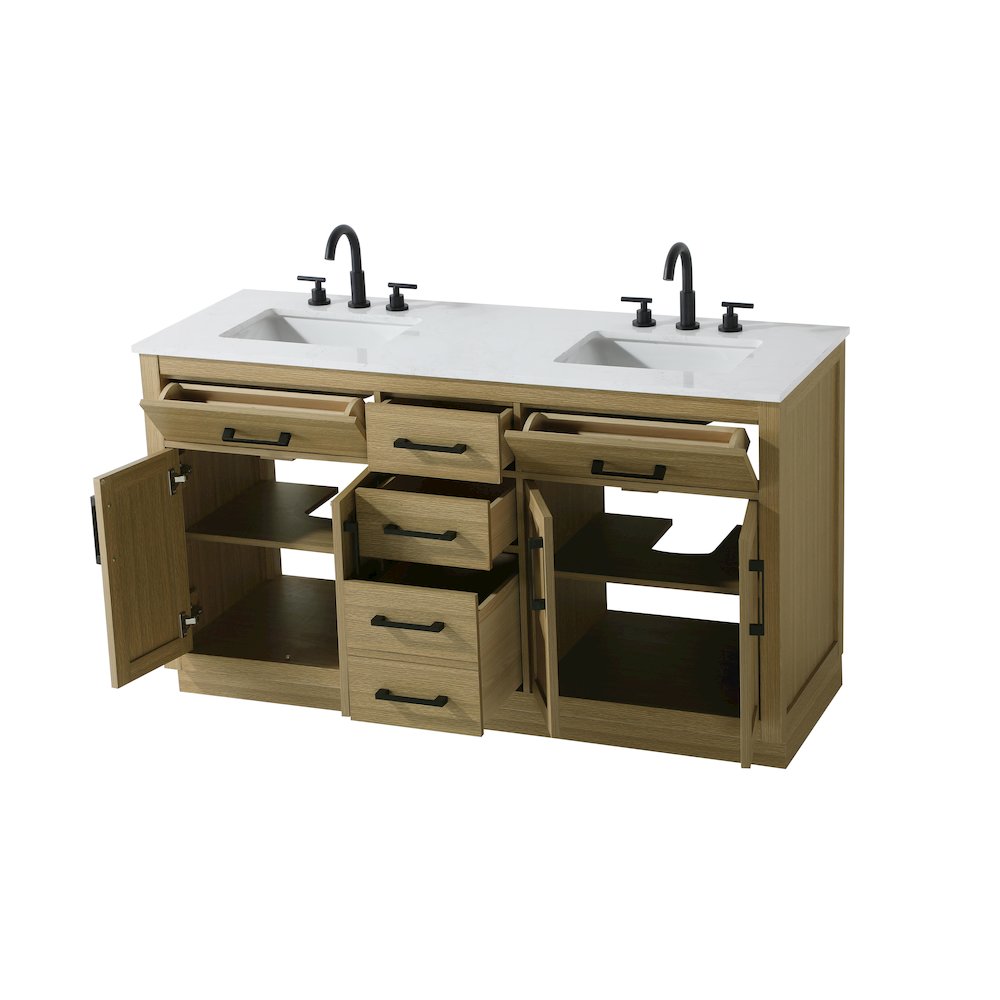 Alden 60 Inch Double Bathroom Vanity In Honey Brown