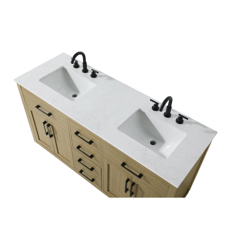 Alden 60 Inch Double Bathroom Vanity In Honey Brown