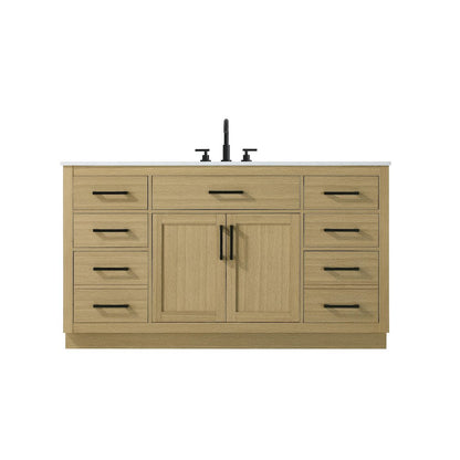 Alden 60 Inch Single Bathroom Vanity In Honey Brown