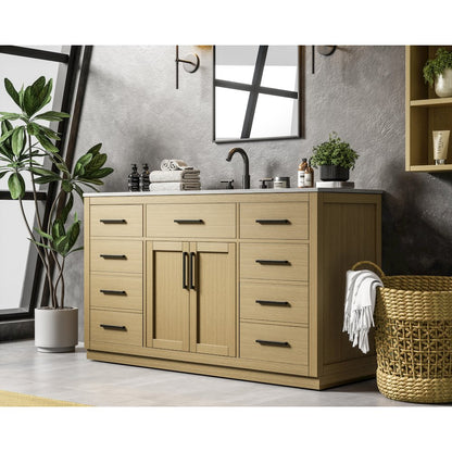 Alden 60 Inch Single Bathroom Vanity In Honey Brown