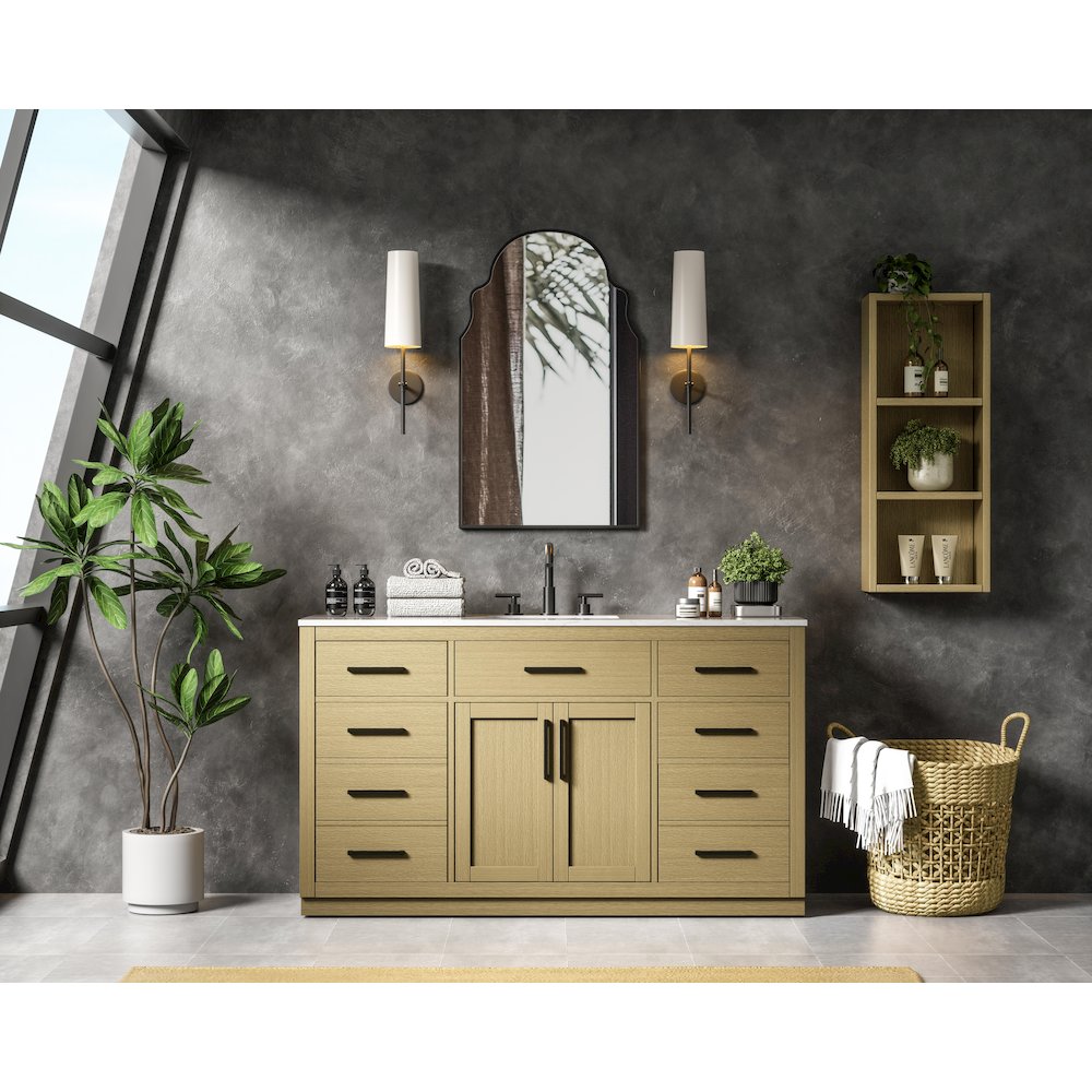 Alden 60 Inch Single Bathroom Vanity In Honey Brown