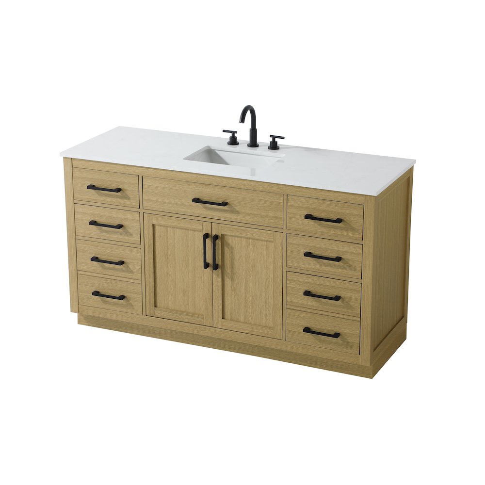 Alden 60 Inch Single Bathroom Vanity In Honey Brown