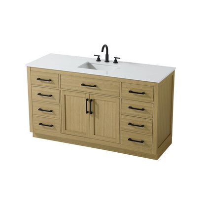 Alden 60 Inch Single Bathroom Vanity In Honey Brown