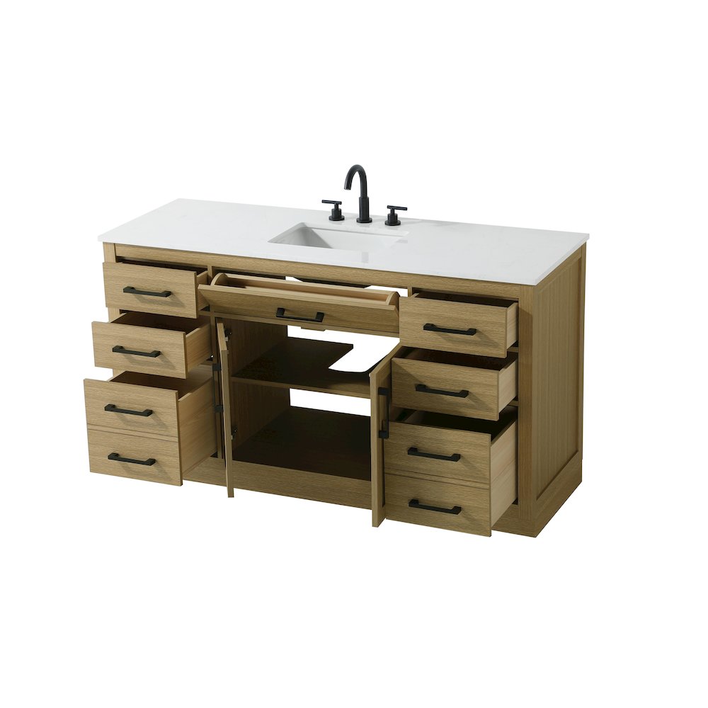 Alden 60 Inch Single Bathroom Vanity In Honey Brown