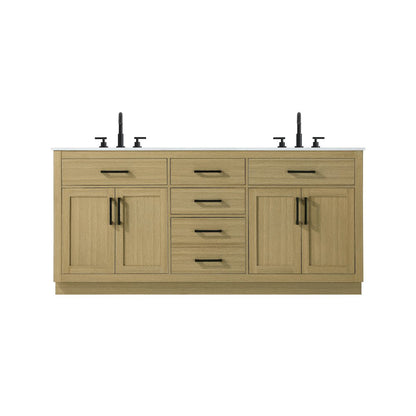 Alden 72 Inch Double Bathroom Vanity In Honey Brown