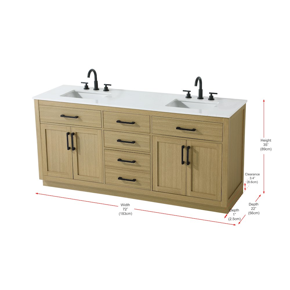Alden 72 Inch Double Bathroom Vanity In Honey Brown