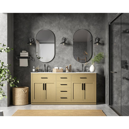 Alden 72 Inch Double Bathroom Vanity In Honey Brown