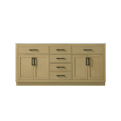 Alden 72 Inch Double Bathroom Vanity In Honey Brown