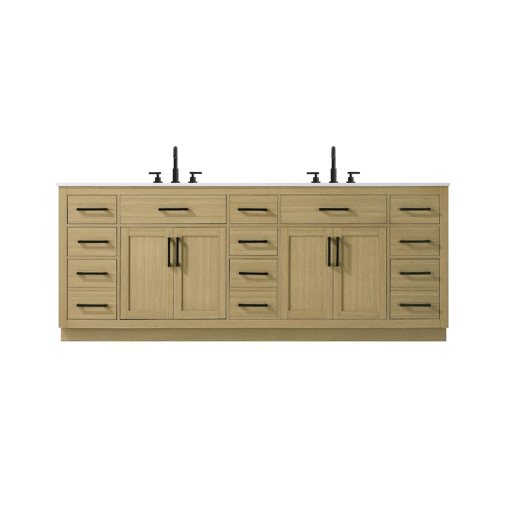 Alden 84 Inch Double Bathroom Vanity In Honey Brown