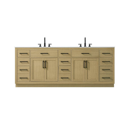Alden 84 Inch Double Bathroom Vanity In Honey Brown