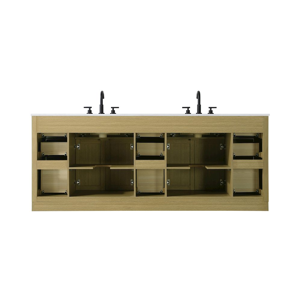 Alden 84 Inch Double Bathroom Vanity In Honey Brown