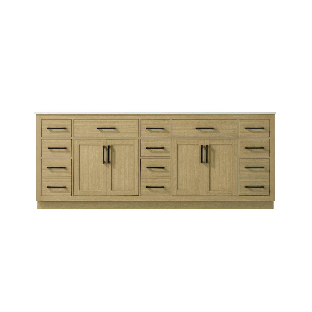 Alden 84 Inch Double Bathroom Vanity In Honey Brown